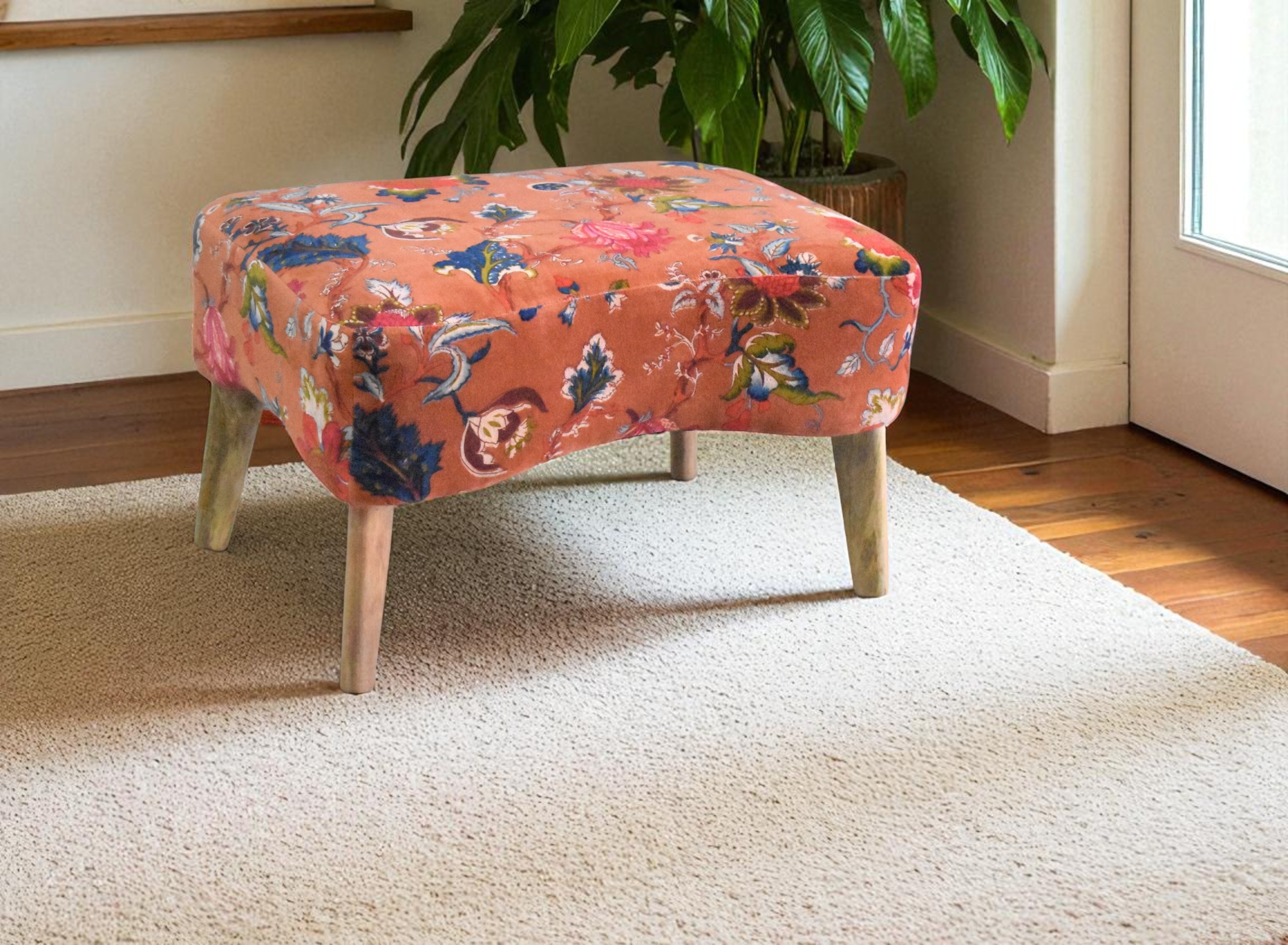 Rust Bloom Accent Stool