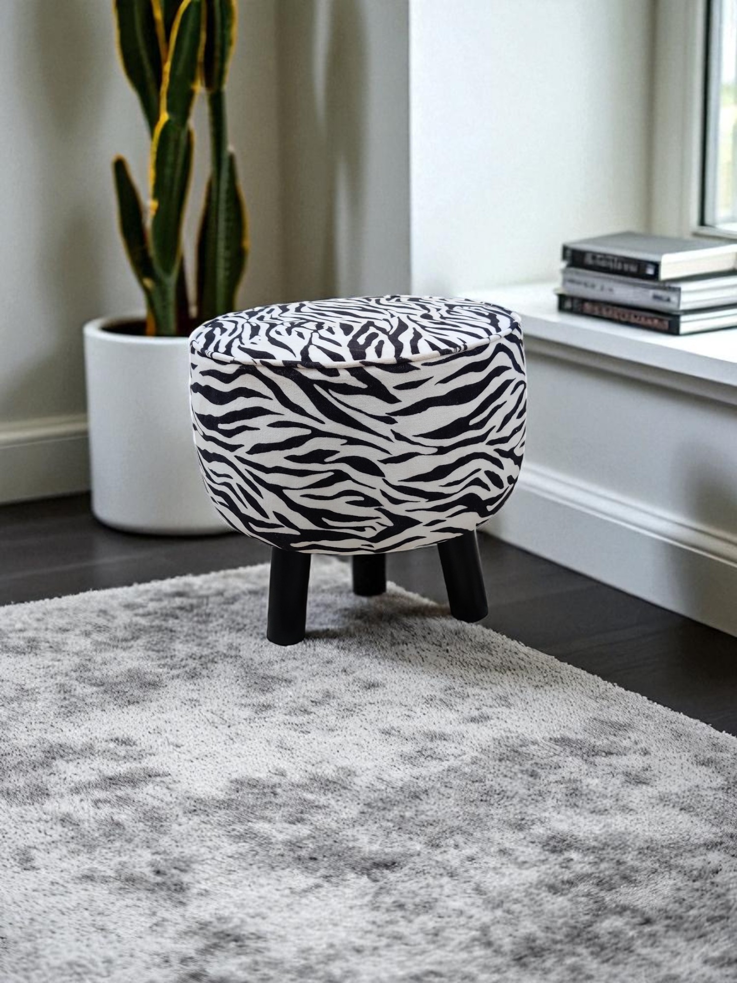Zebra Stripe Accent Stool