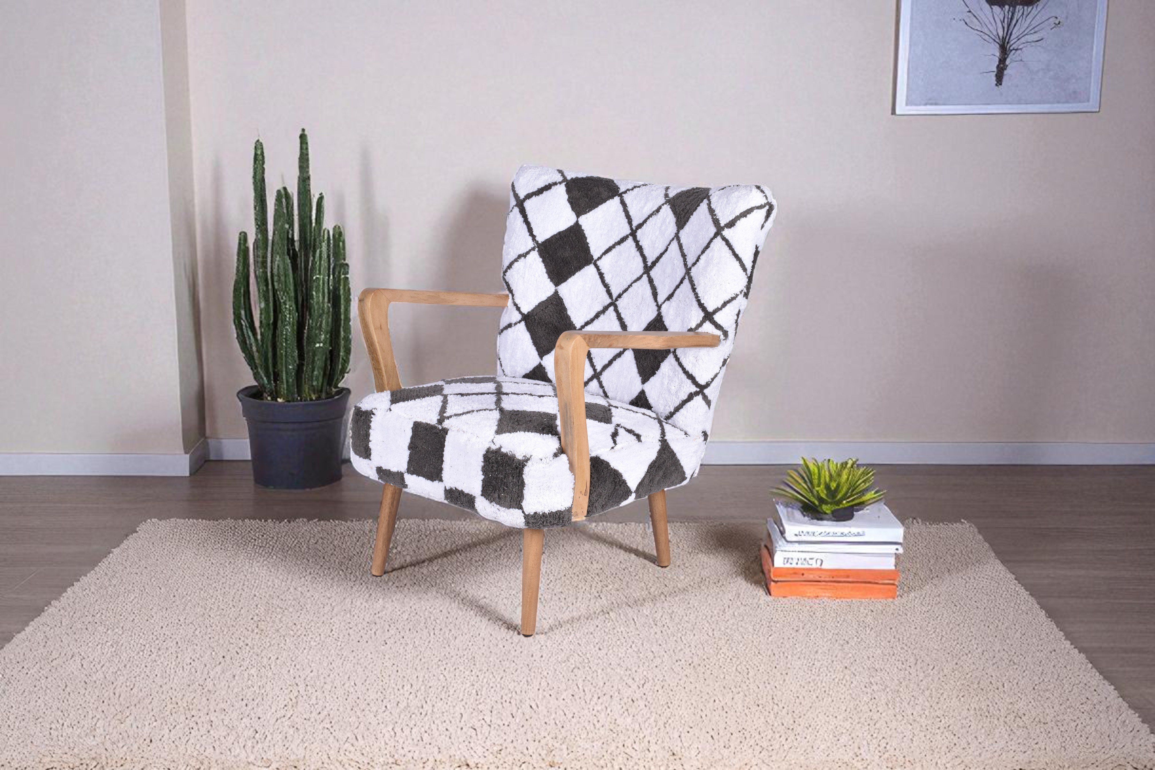 Monochrome Diamond Accent Chair