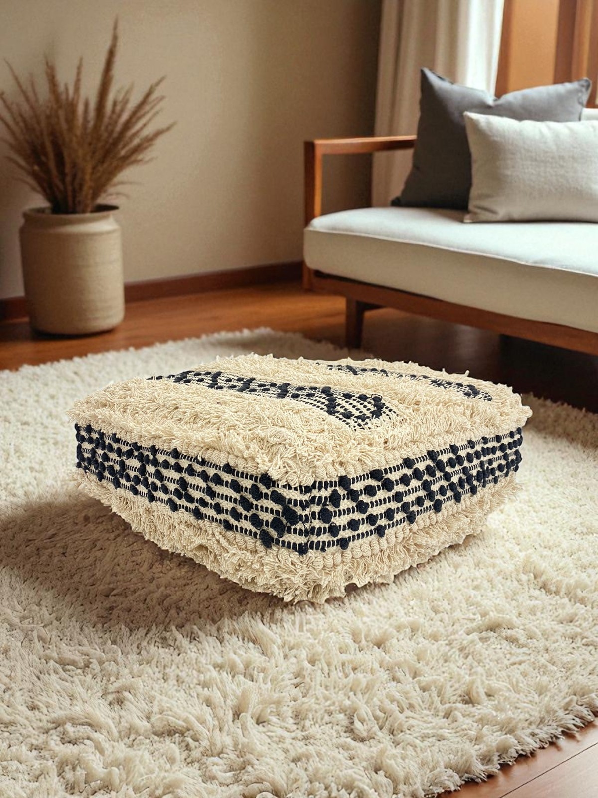 Monochrome Loom Pouf
