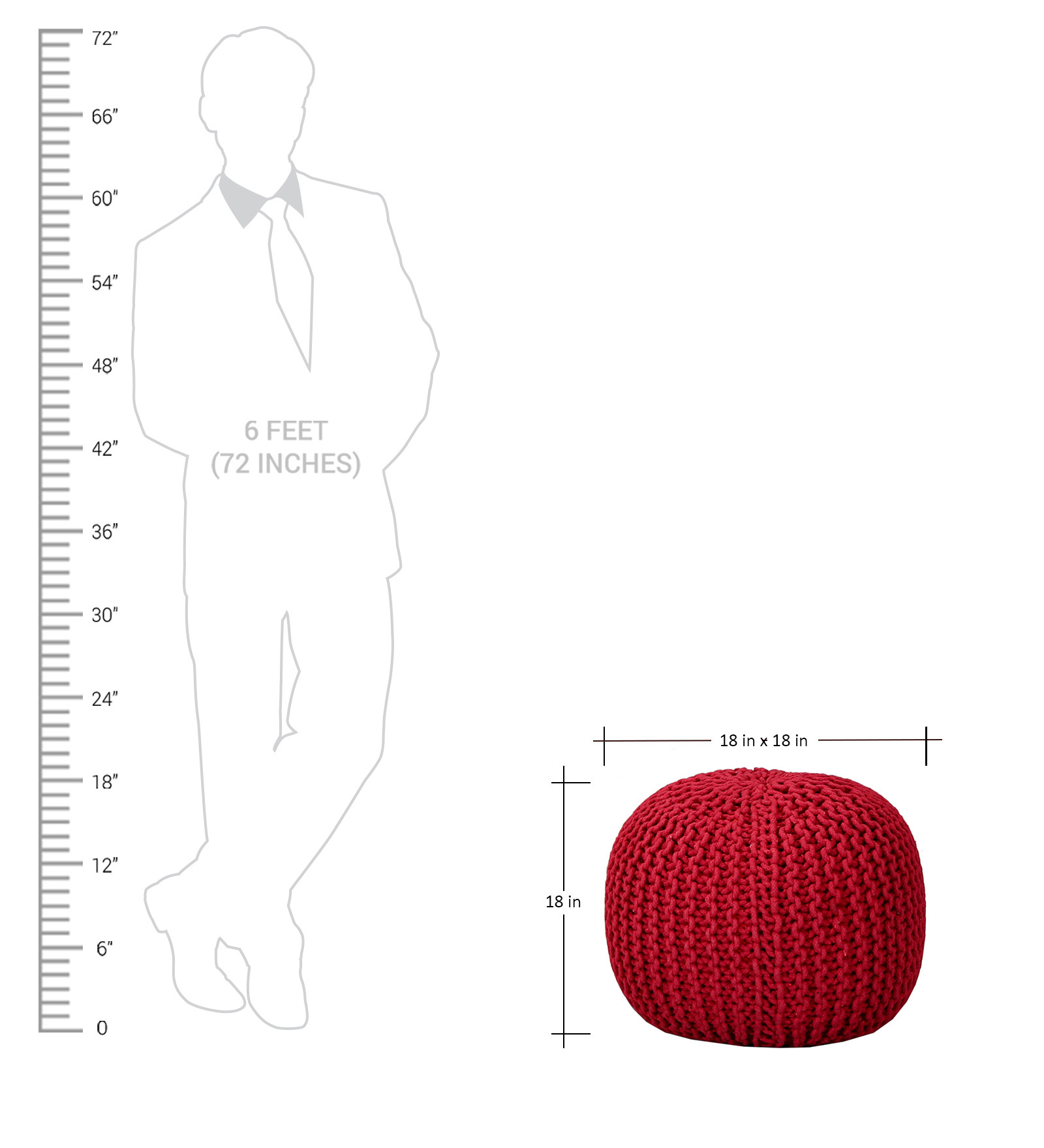 Serene Pouffe – Red (Hand-Knitted Cotton Pouffe)