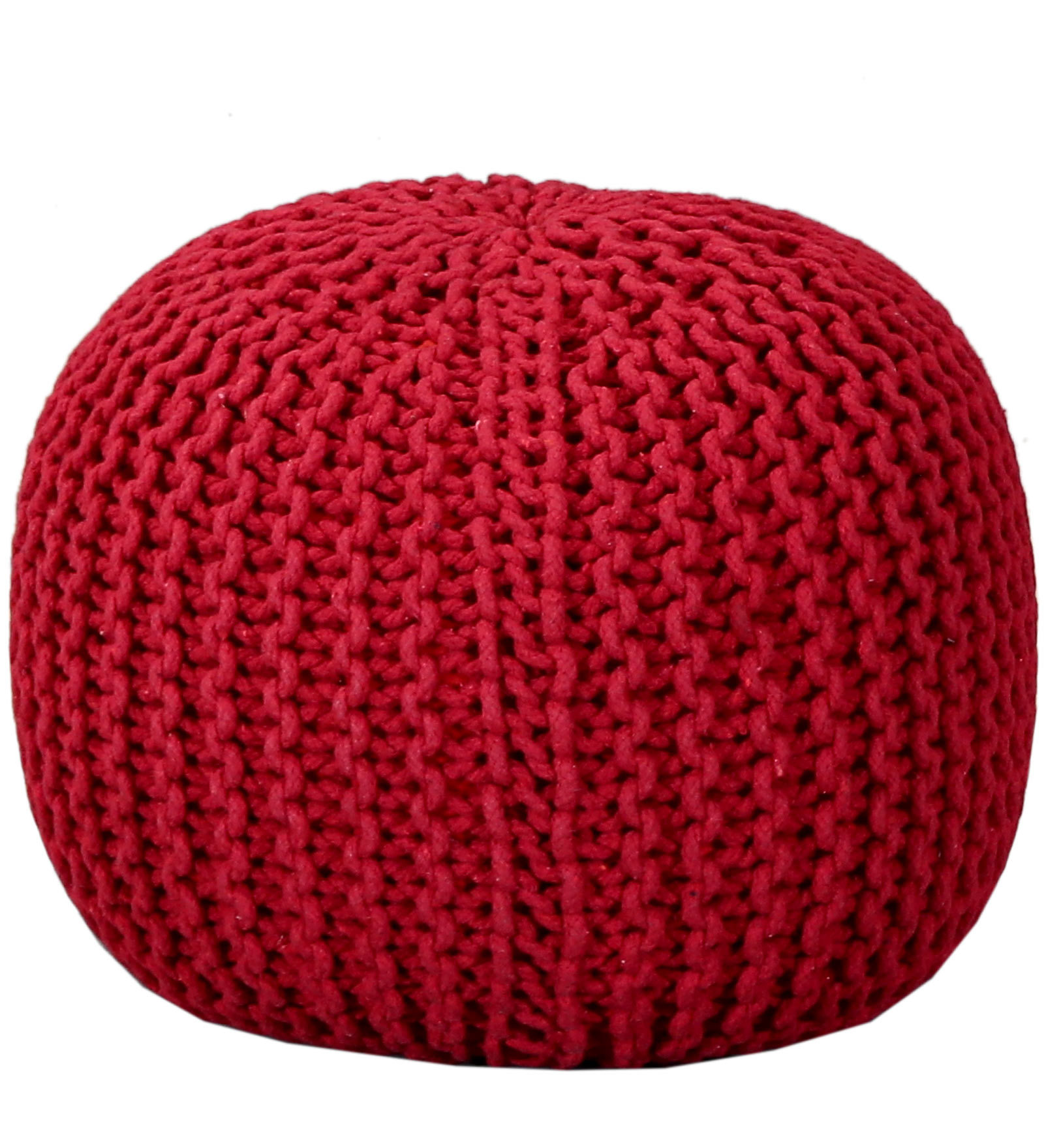 Serene Pouffe – Red (Hand-Knitted Cotton Pouffe)