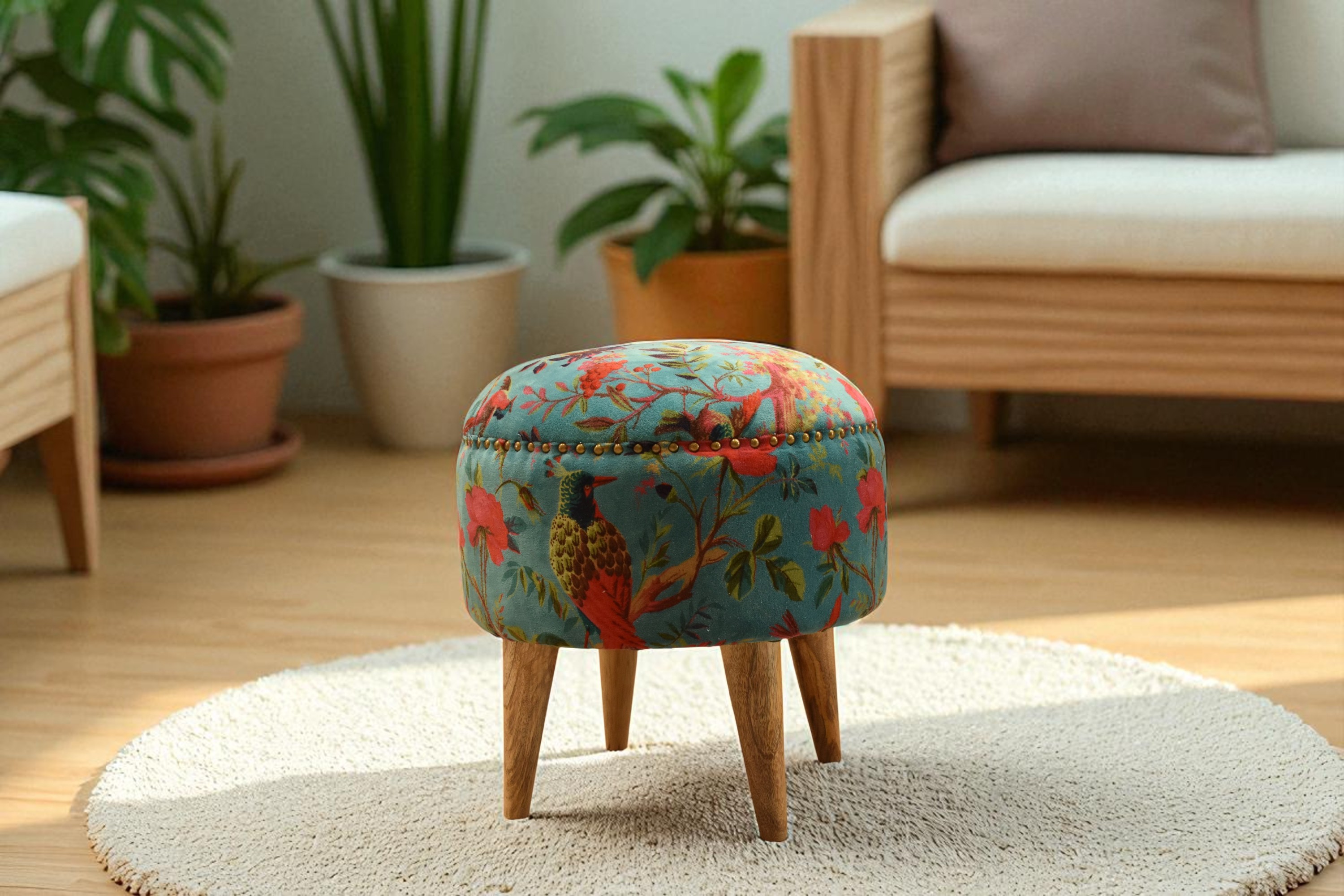 Paradise Blue Bloom Stool