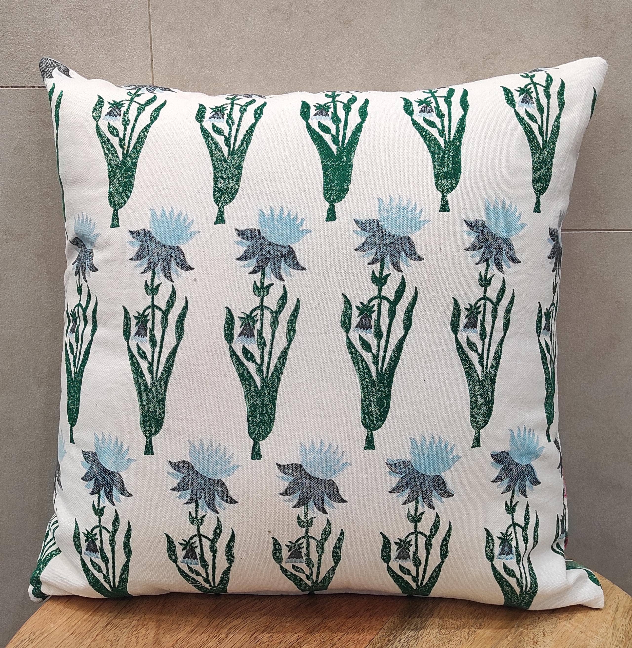 Block Print Floral Cushion Cover