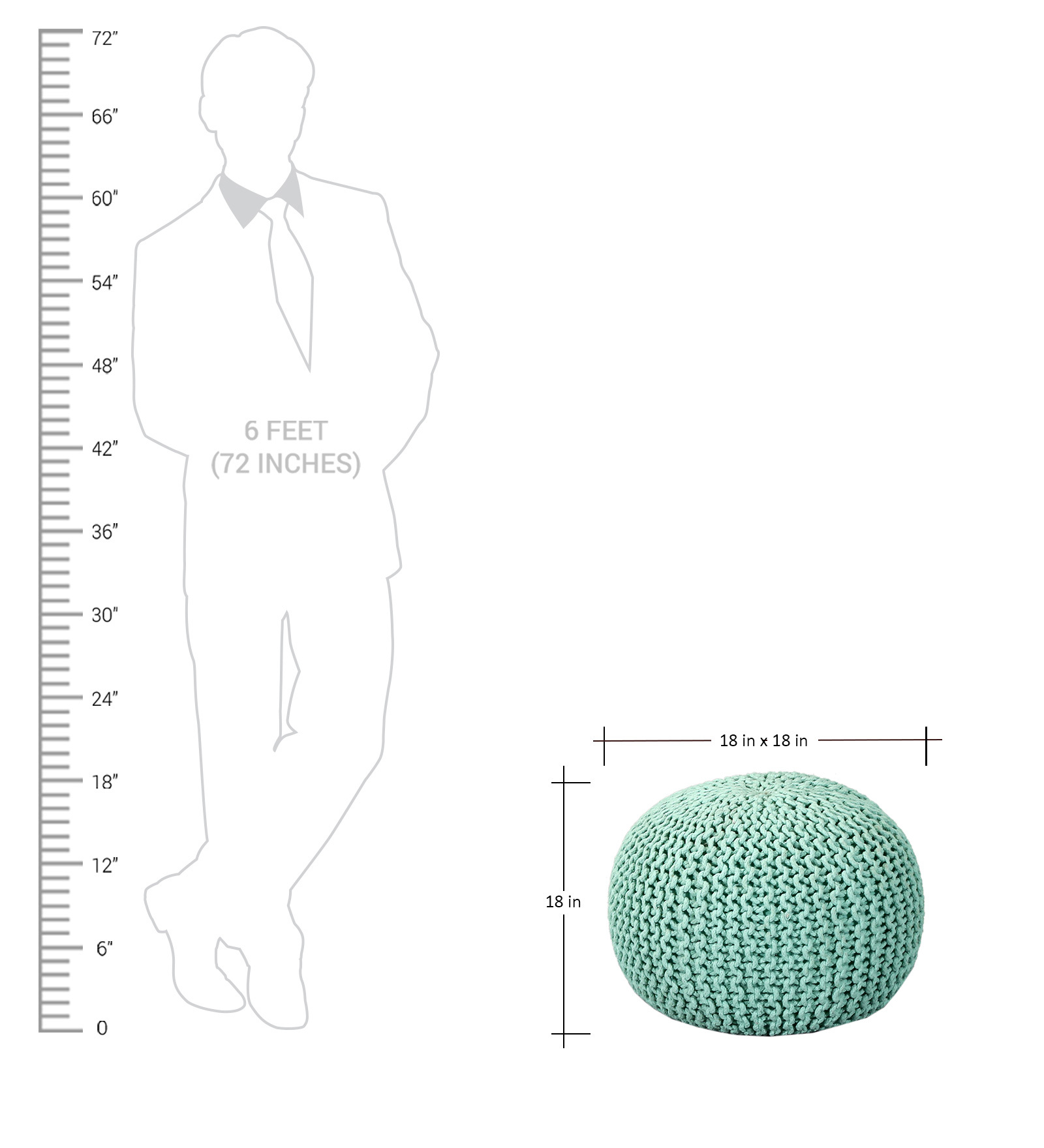 Serene Pouffe – Light Green | Hand-Knitted Cotton Pouffe Ottoman