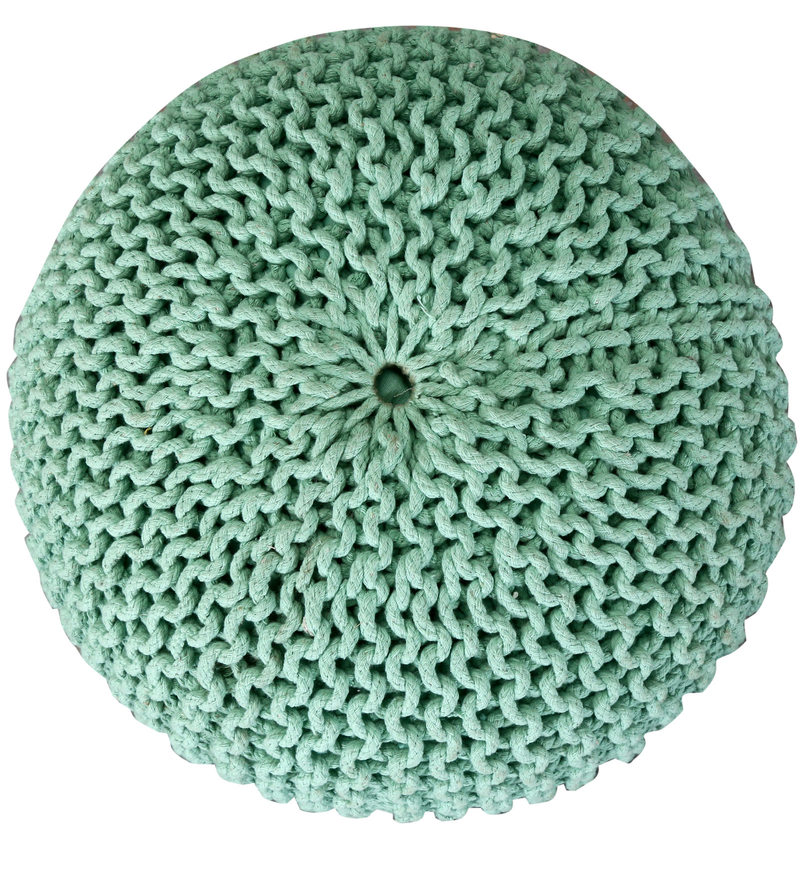 Serene Pouffe – Light Green | Hand-Knitted Cotton Pouffe Ottoman