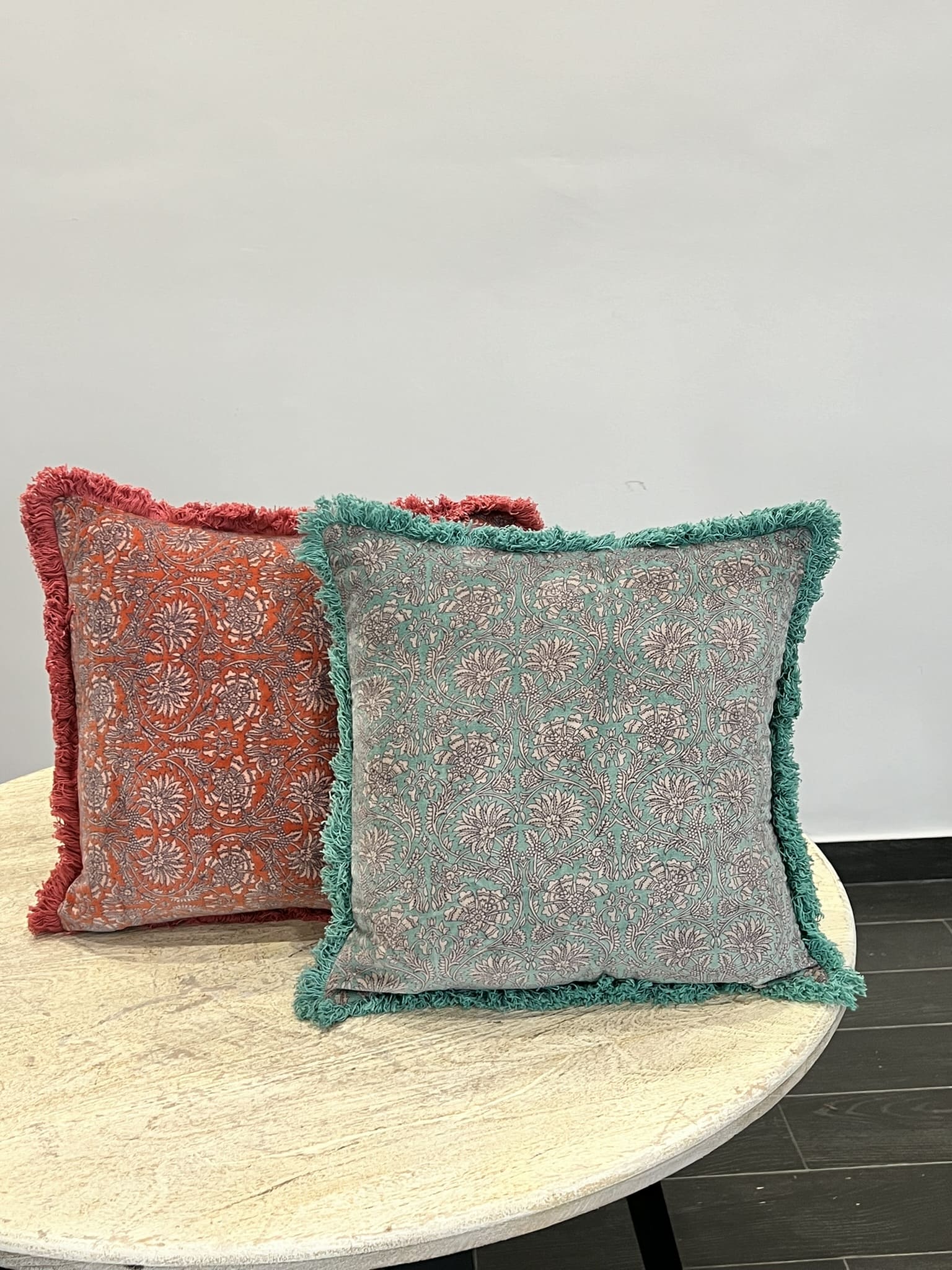 Green Palm Mandrin Floral Cushion Cover