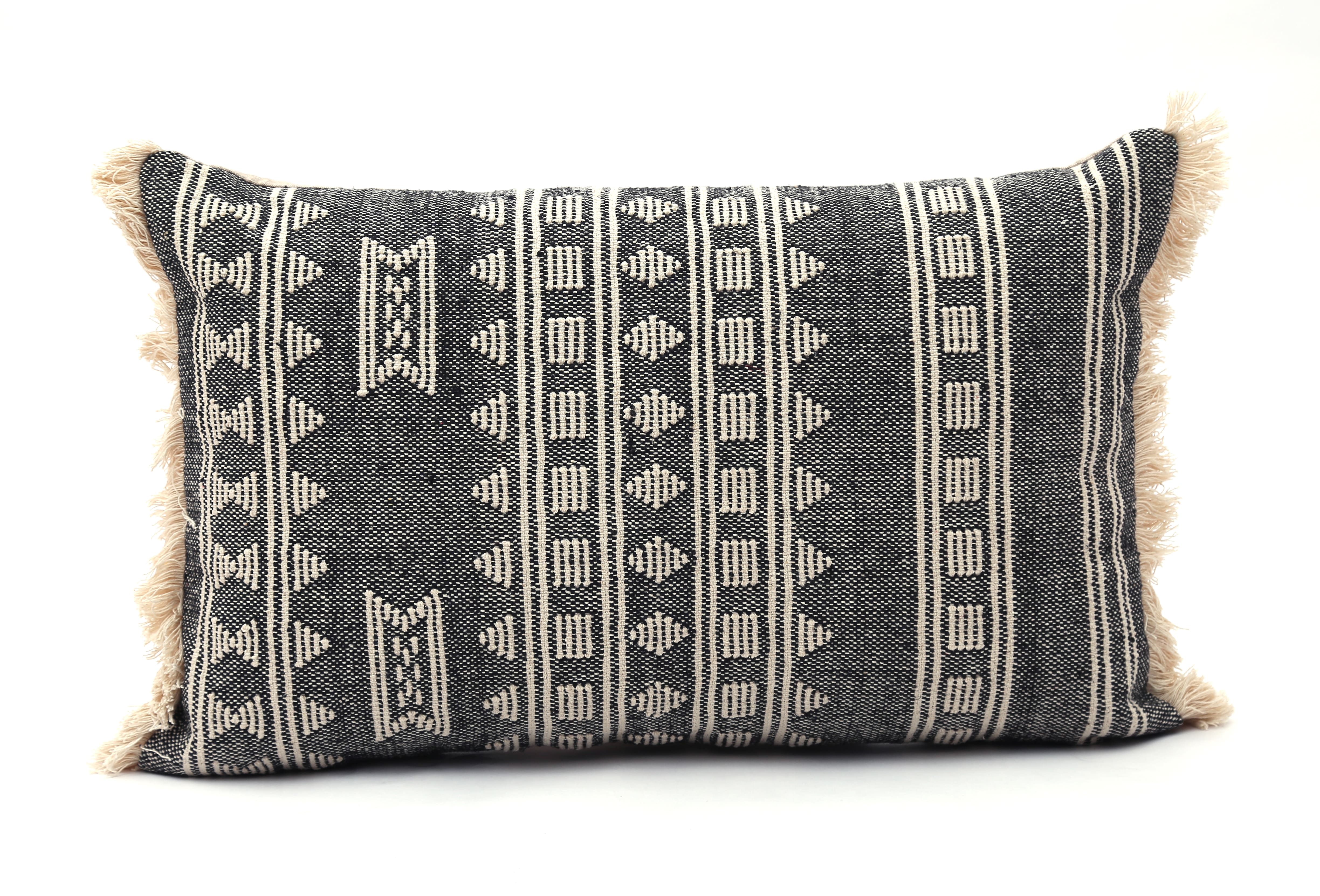 DARK GREY HAND WOVEN CUSHION COVER