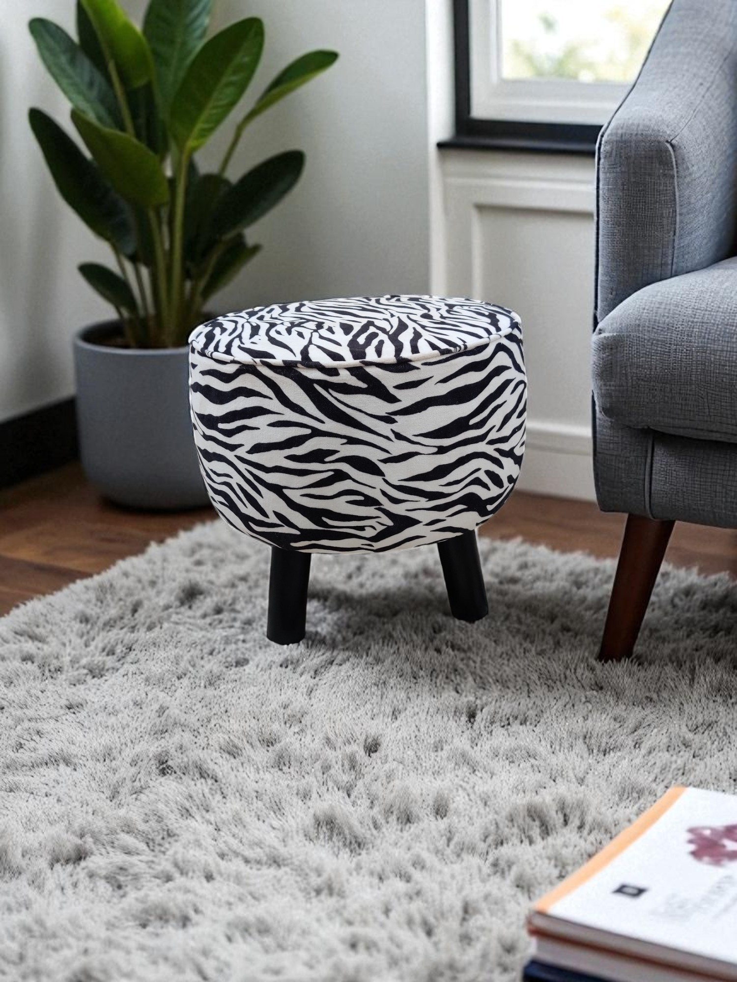 Zebra Stripe Accent Stool