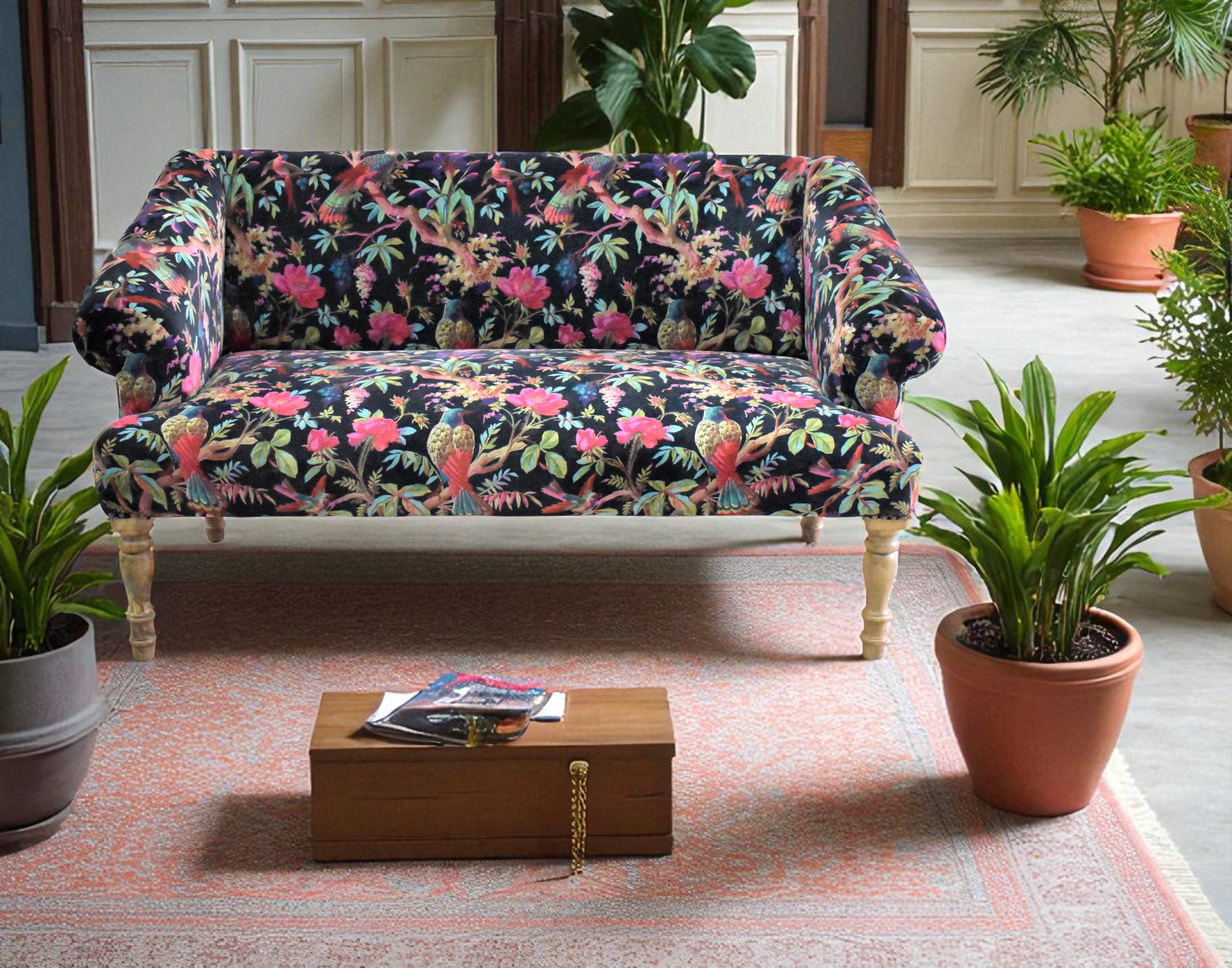 Floral Paradise Sofa – Black Edition